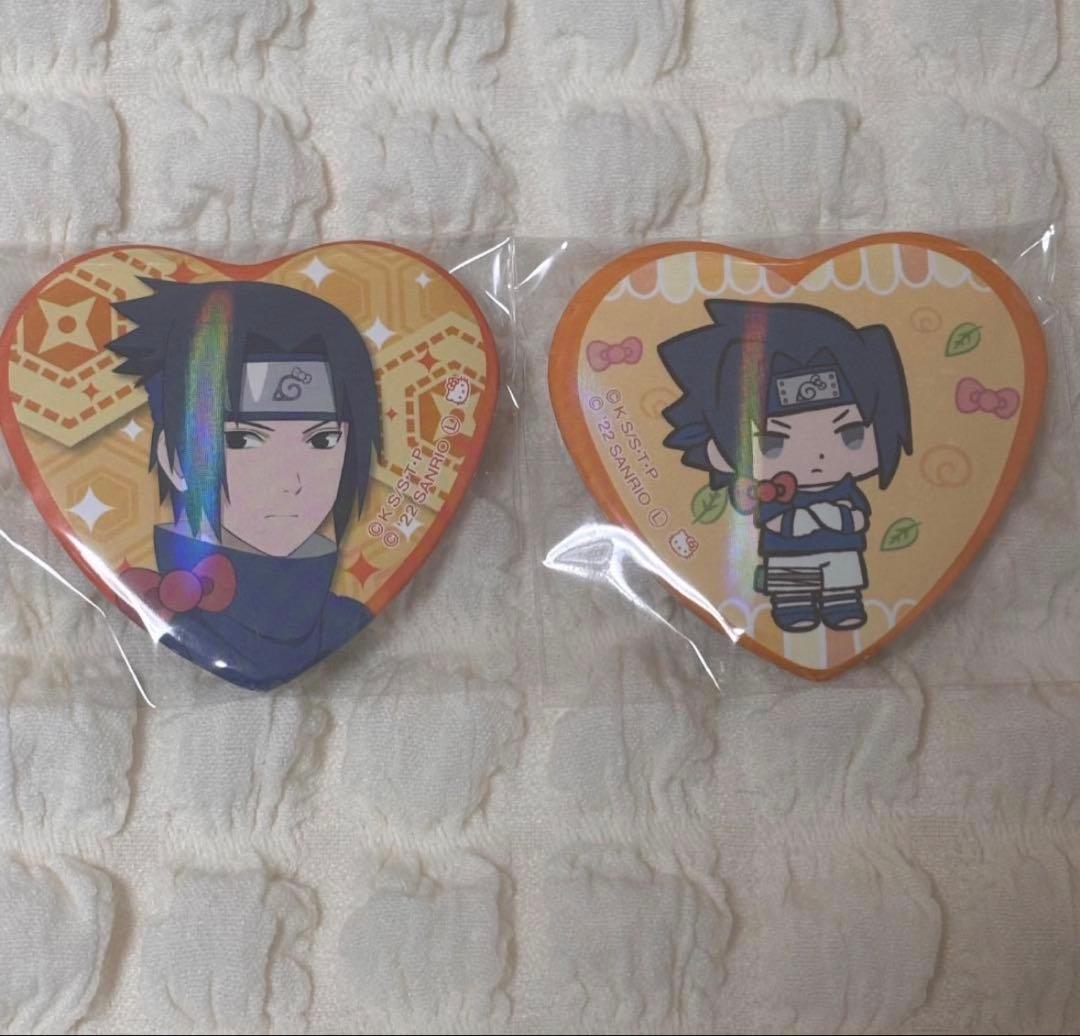 NARUTO サンリオ ぴえろ ハート缶バッジ サスケ