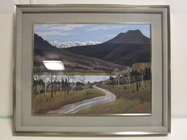 鑑定済み　真作　日本画巨匠　杉原元人画伯　豪華プラチナ箔　風景画　油絵