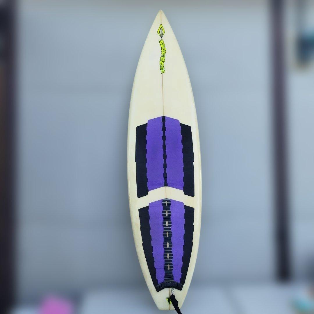 ショートボード クリーム色 紫デッキパッド190cm