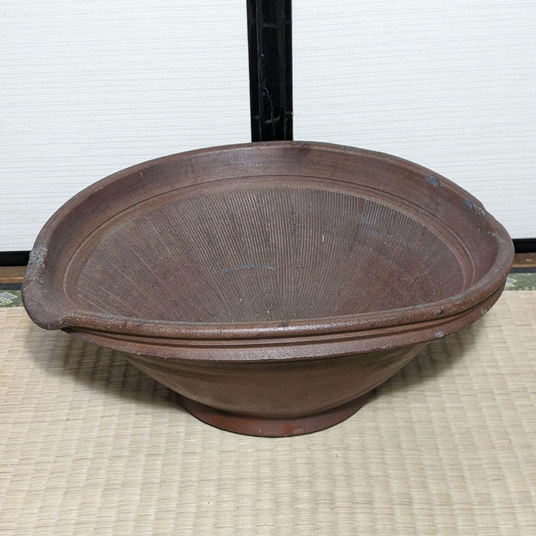 江戸末～明治期 古備前 緋襷擂鉢 備前焼 すり鉢 花器 花入 フラワーベース