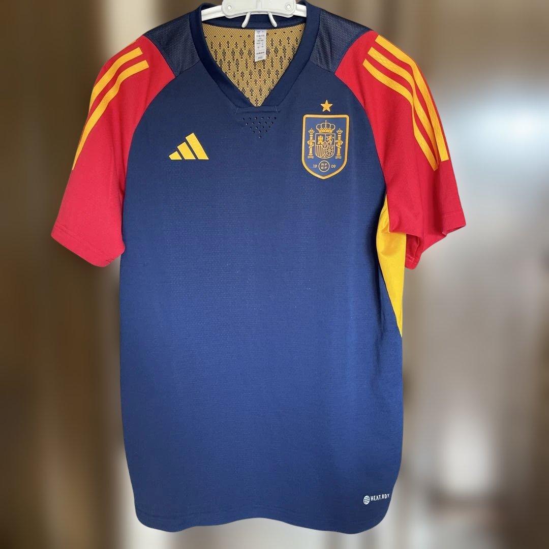 adidas スペイン代表 サッカーユニフォーム半袖 ネイビー　X L