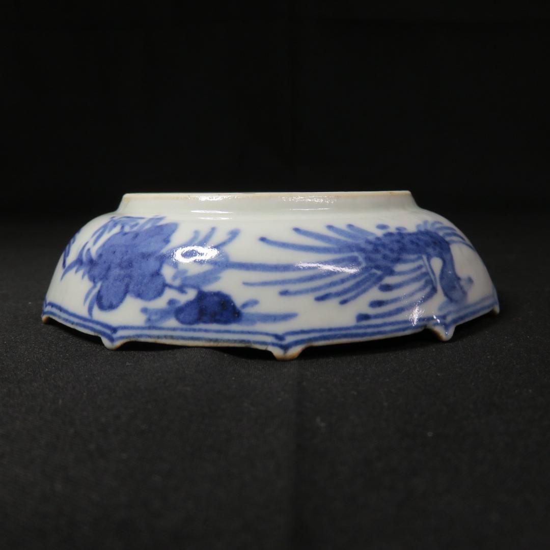 小皿 手塩皿 豆皿 染付 古伊万里 人物風景図 2枚 明治 大正 窯傷