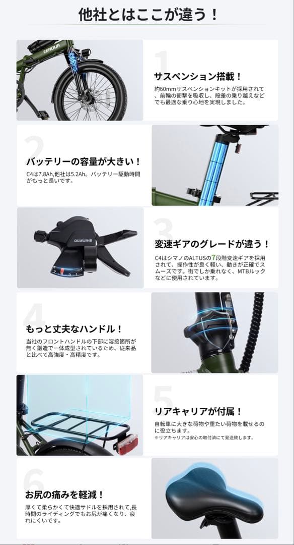EENOUR C4電動アシスト自転車　折りたたみ　折り畳み　JK 女子高生　大阪