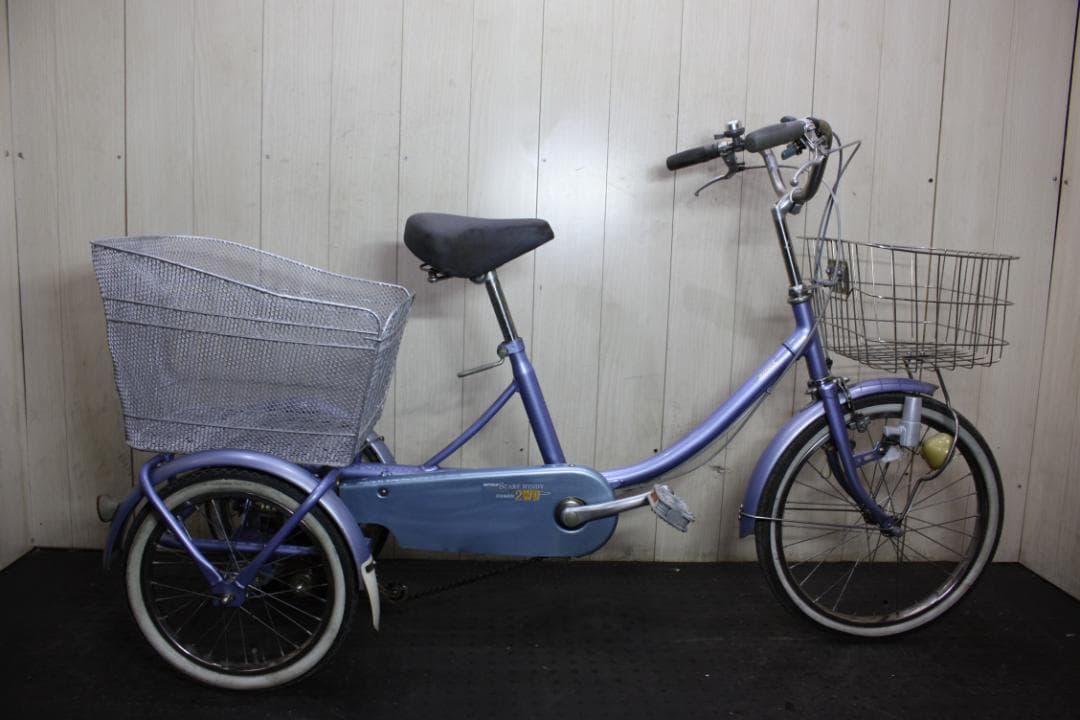 青紫色 シティサイクル 3輪 バスケット付き