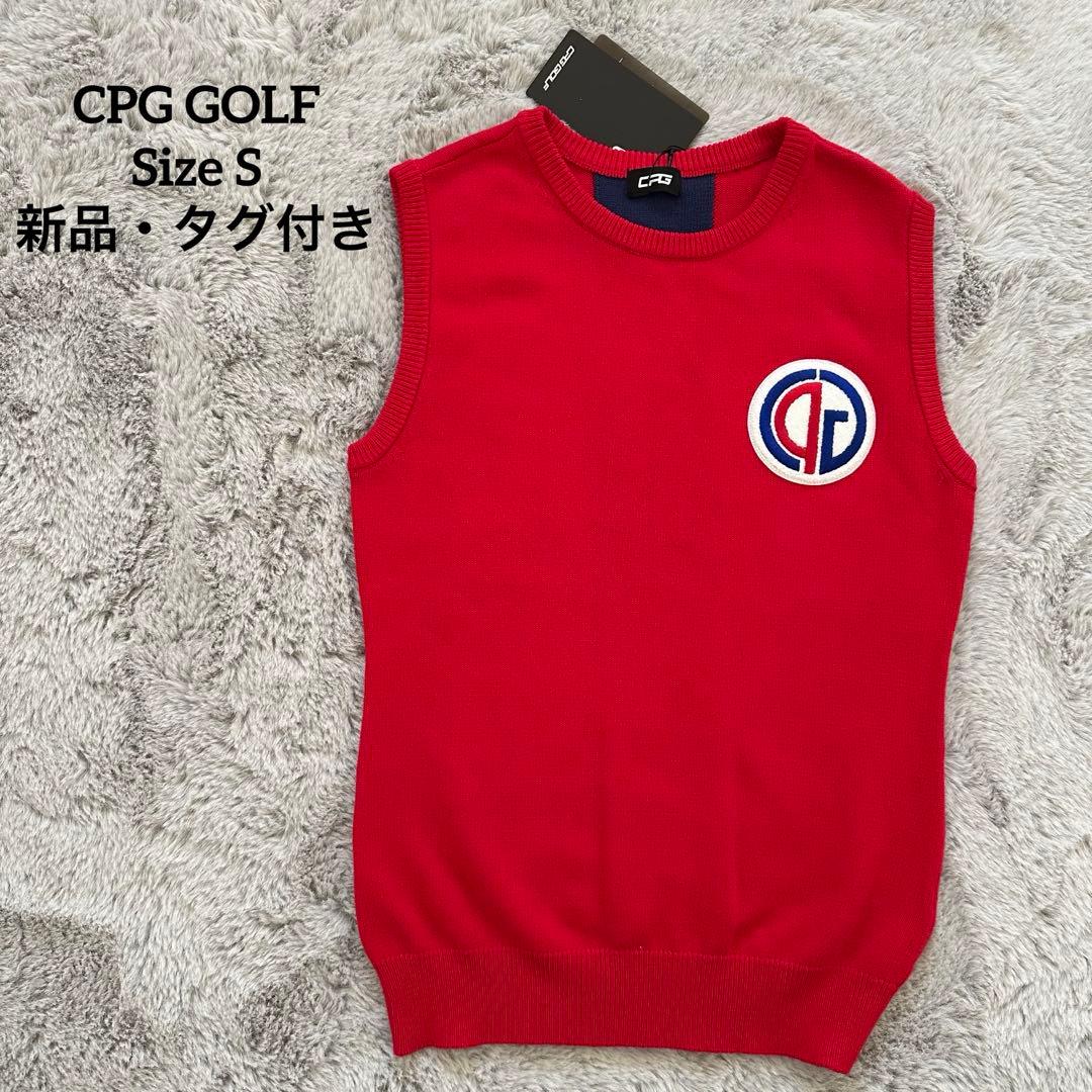 CPG ゴルフ ニットベスト ノースリーブ レッド S
