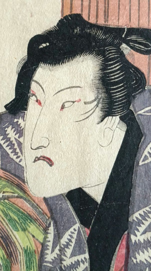 浮世絵版画、仮名手本忠臣蔵瀬川菊之丞、歌川国貞画三枚綴り内の1枚売り文政9年出版