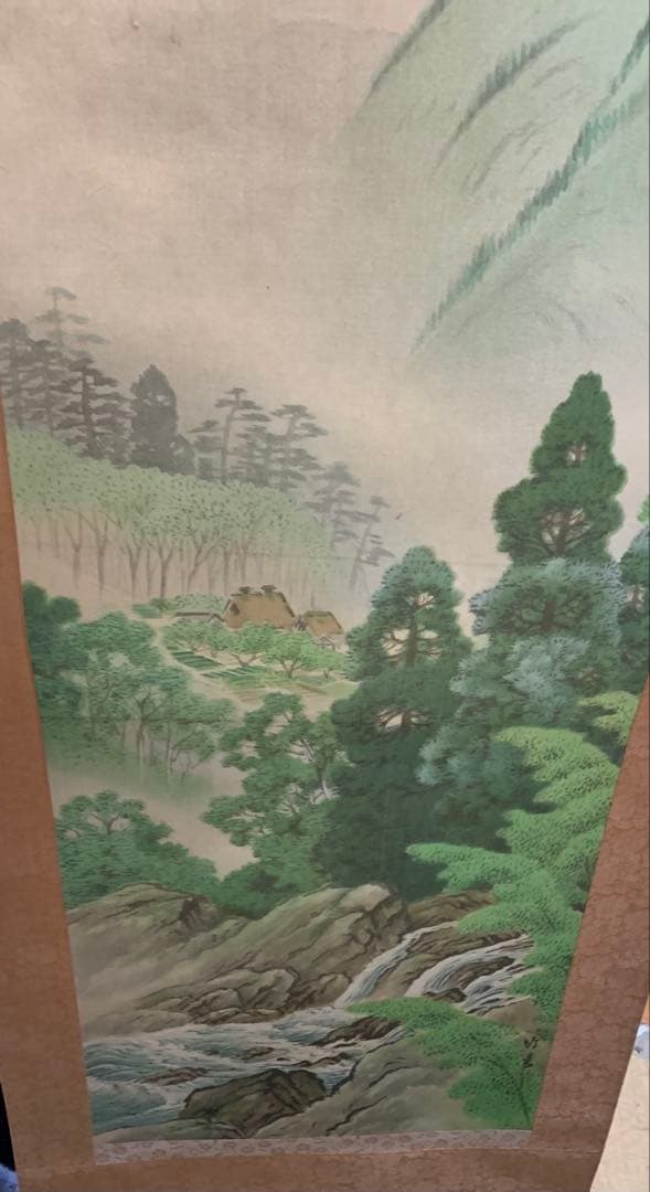 彩色山水 掛軸