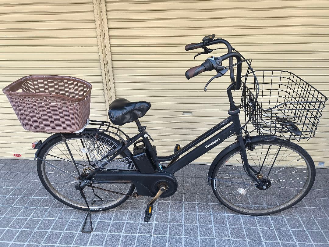 Panasonic 電動アシスト自転車 黒 後カゴ付き