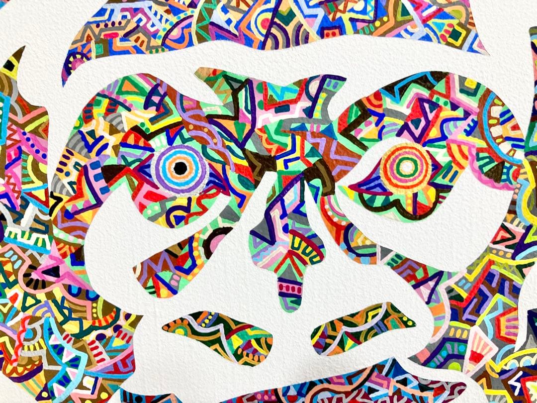 値下げ　原画　ゴリラ　動物画　絵画　アクリル画　現代アート　細密画　一点物
