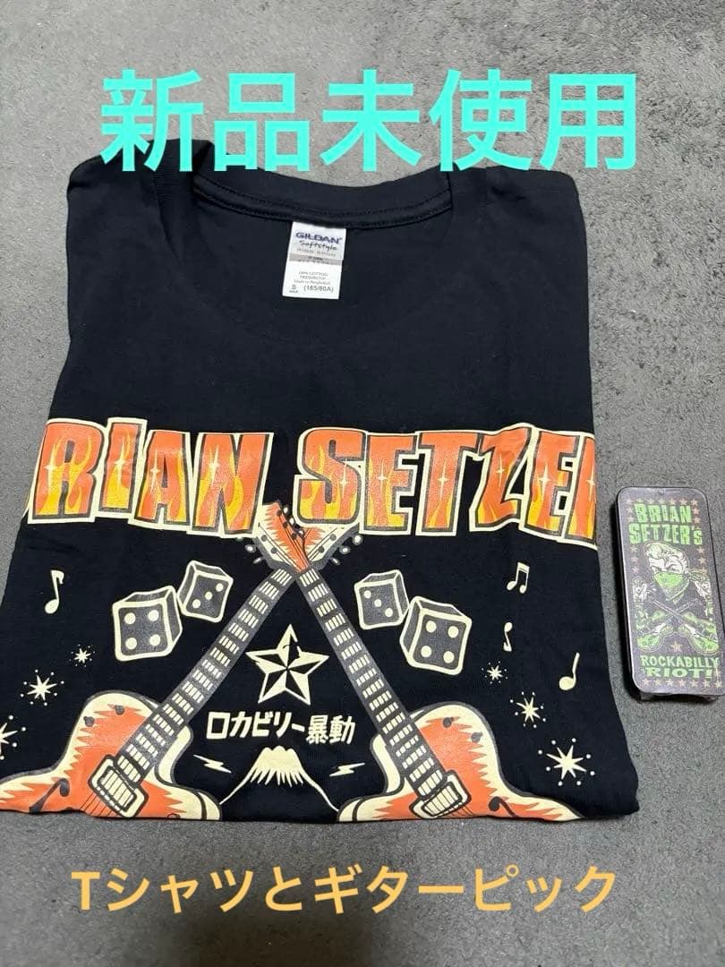 【新品】ブライアン・セッツァー TシャツMとギターピック6枚入り缶　1