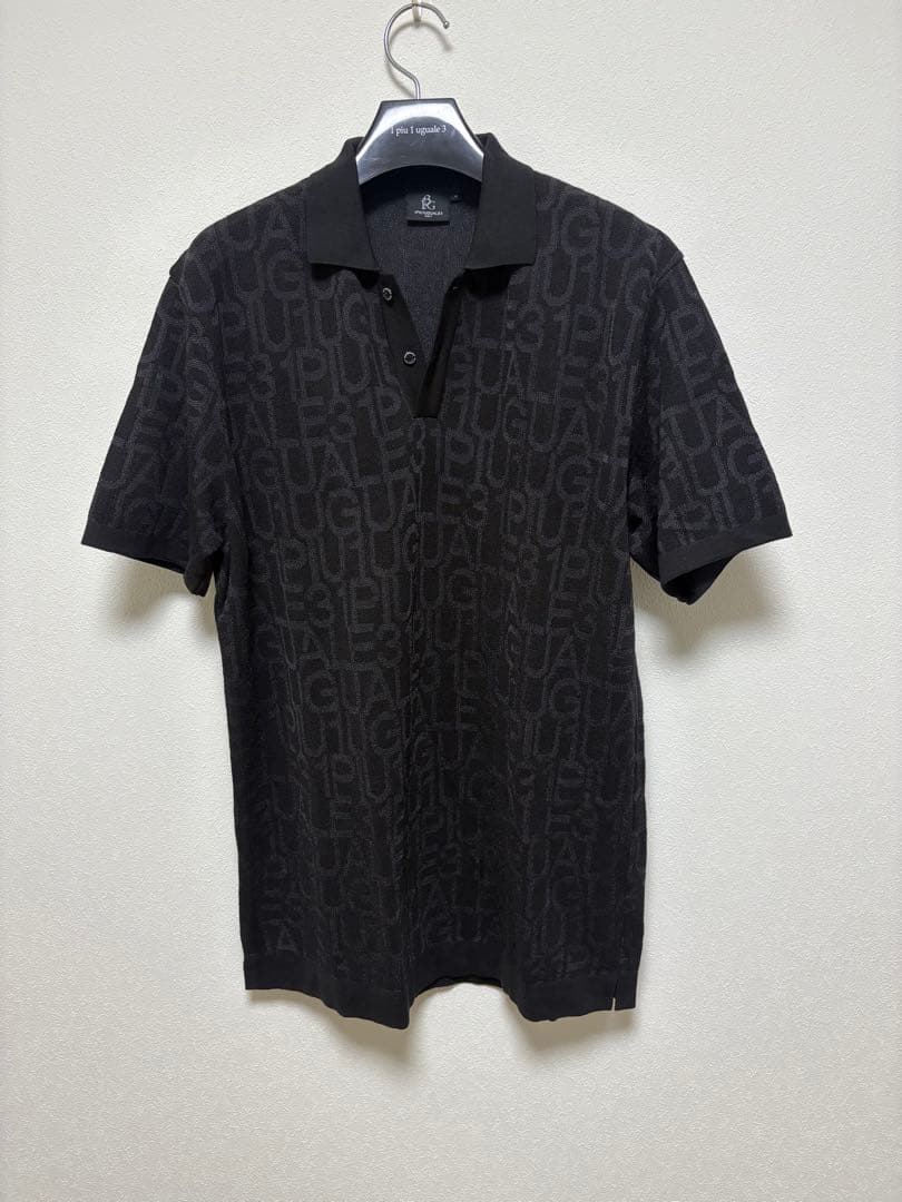 新品1PIU1UGUALE3 GOLF定4.7万円24SS半袖ニットポロシャツ黒