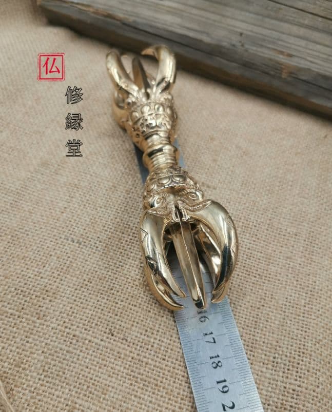 【修縁堂】五鈷杵 金剛杵 真鍮製 チベット仏教 真鍮 寺院仏具 法器