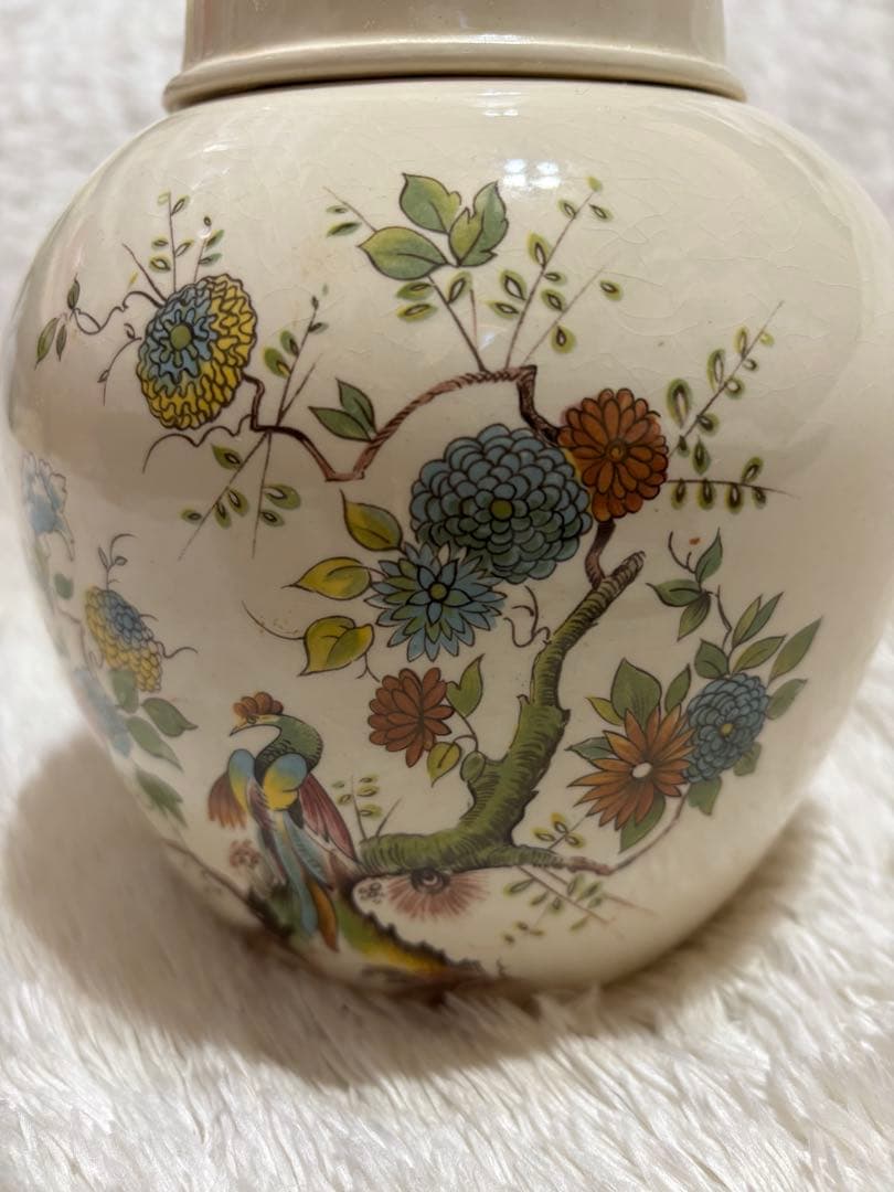 ロイヤルコールドン　アンティーク　花鳥の壺