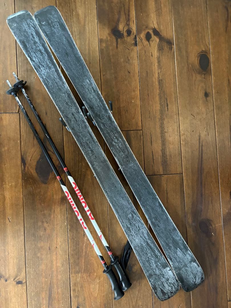 スキー板 120cm 青 ストック　 スノーカービング
