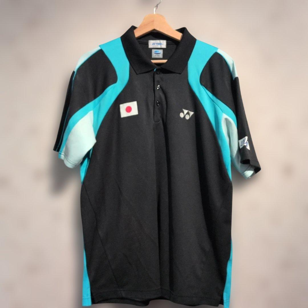 YONEX バトミントン　日本代表　ブラック/ターコイズ ポロシャツ