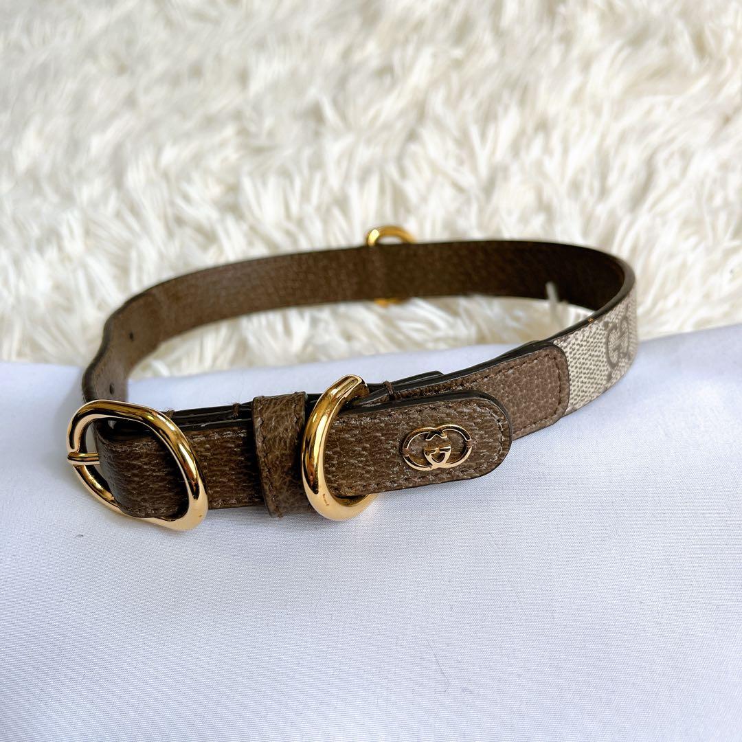 極美品✨GUCCI 犬用首輪　GG柄　インターロッキング　リード わんちゃん