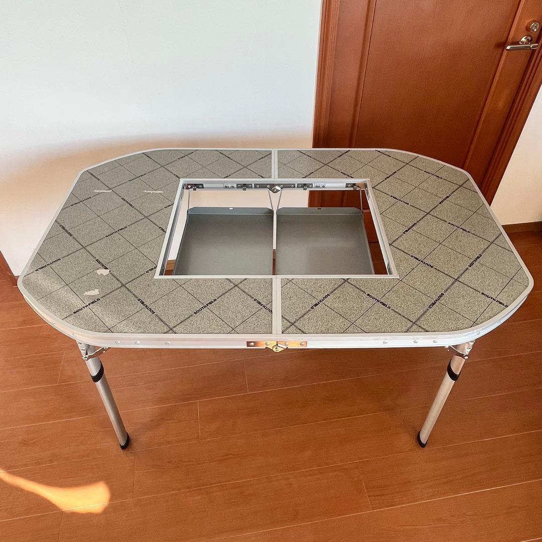 SOUTH FIELD 折りたたみBBQテーブル 125×80cm 焚き火台対応