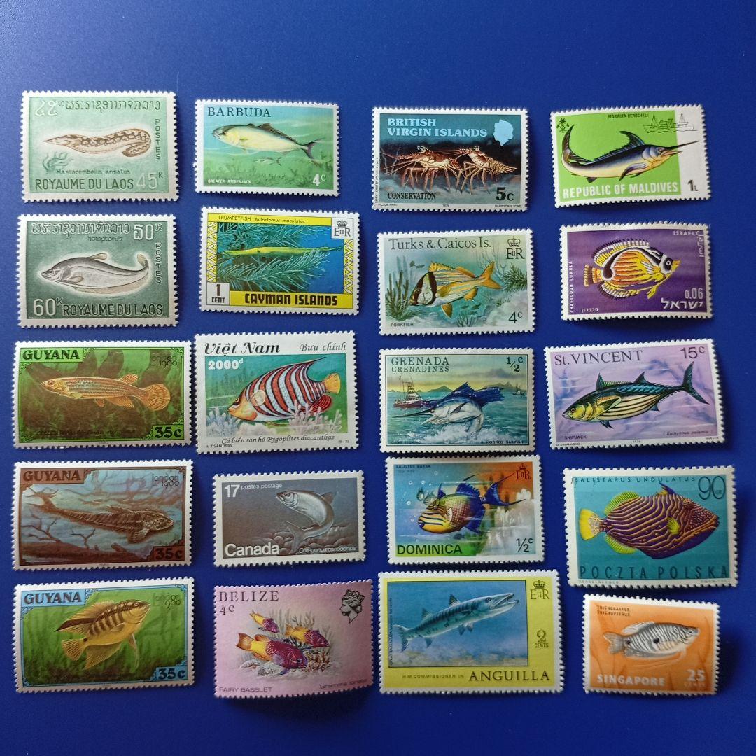 3771 外国切手 国々 魚類 海洋生物 シリーズ 22種 未使用