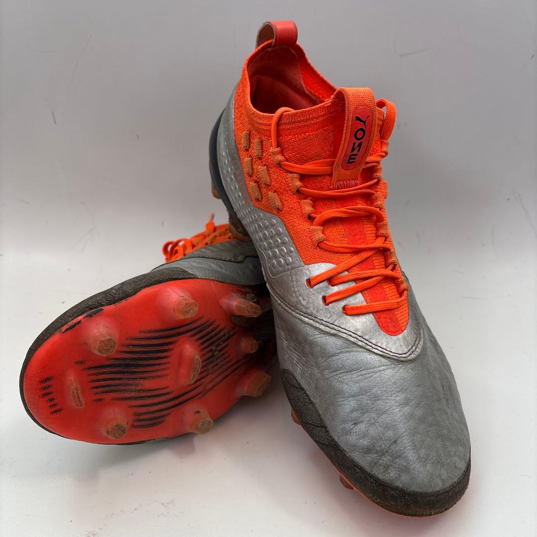 PUMA プーマ プーマワン 1 レザー CC FG/AG(シルバー×オレンジ)