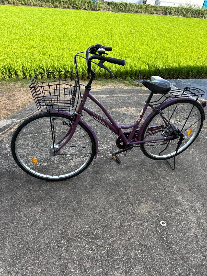 26㌅オートライト変速付き折り畳み軽快車(パープルカラー)