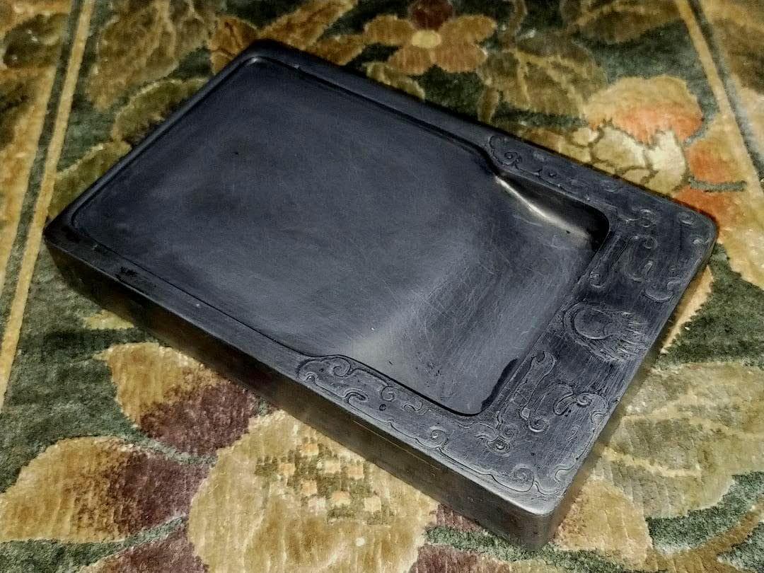 ♥中国　火焔双獣文　端渓硯　古硯　７　端渓　硯　骨董品