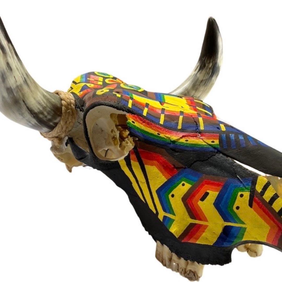 リアルカウスカルヘッド オブジェ 壁掛け 特注ペイント メキシコ