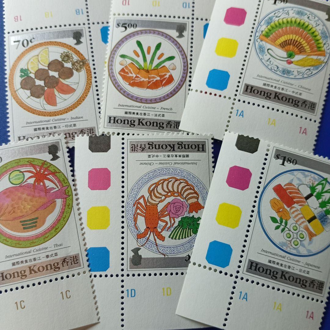 2002 外国切手 香港 1990年 世界の料理 グルメ  和食 等6種完