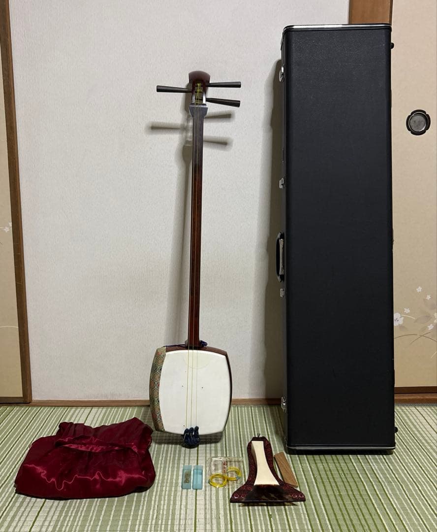 三味線　和楽器　バチ　べっこう風　撥　弦　駒　ハードケース