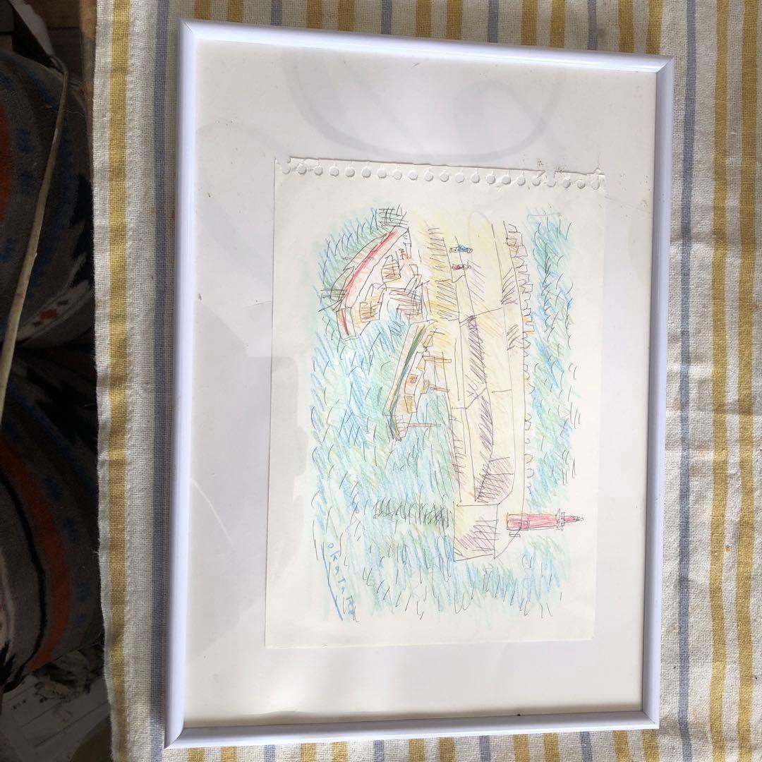 色鉛筆色彩画　12.8×18.2サイズ フレーム付き