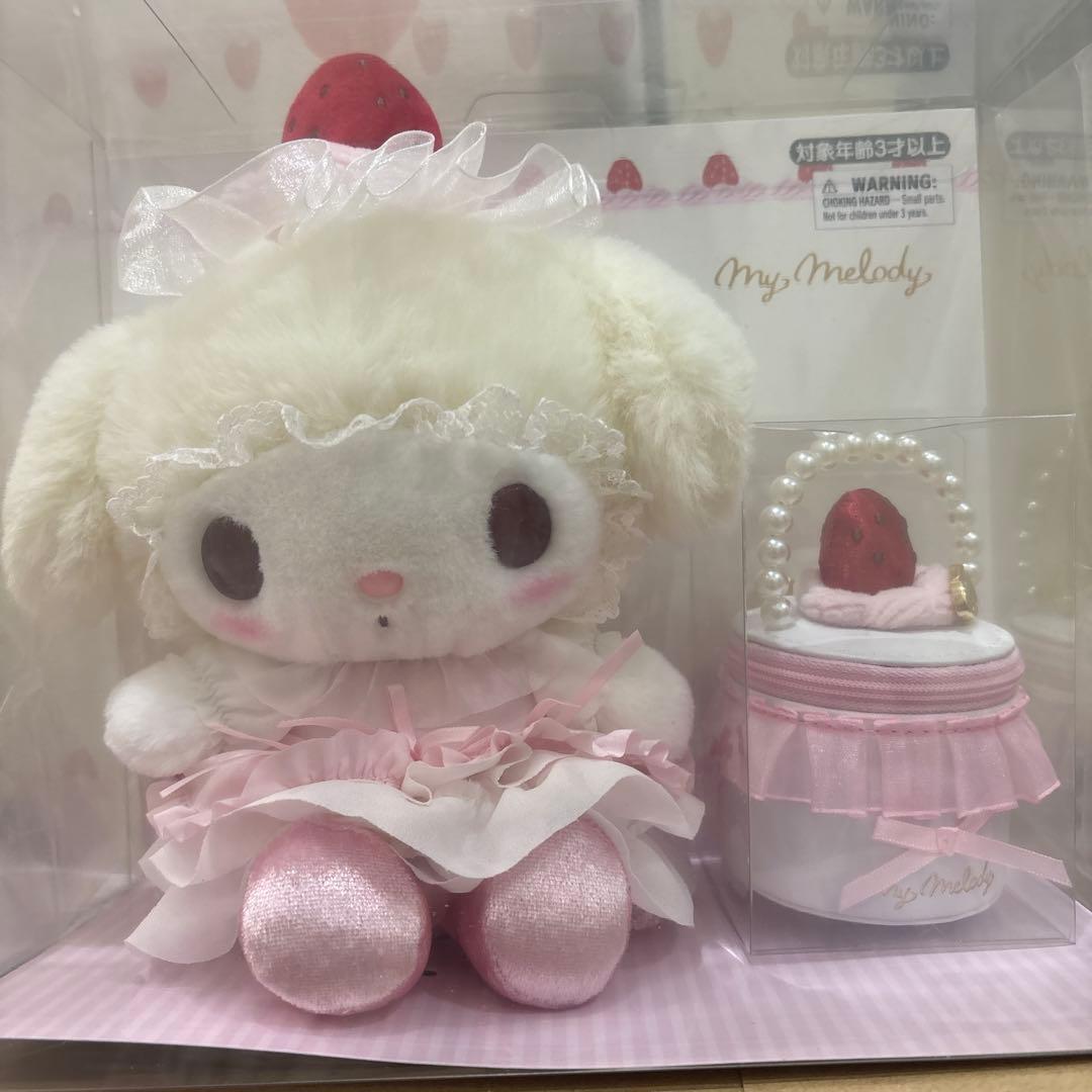 新品サンリオ　いちごホイップケーキ　ぬいぐるみ&アクセサリーセット　マイメロディ