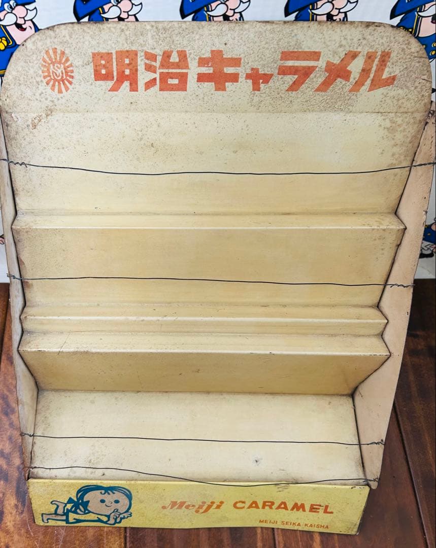 50' Meiji CARAMEL 明治キャラメル 店頭用ブリキラック 当時物