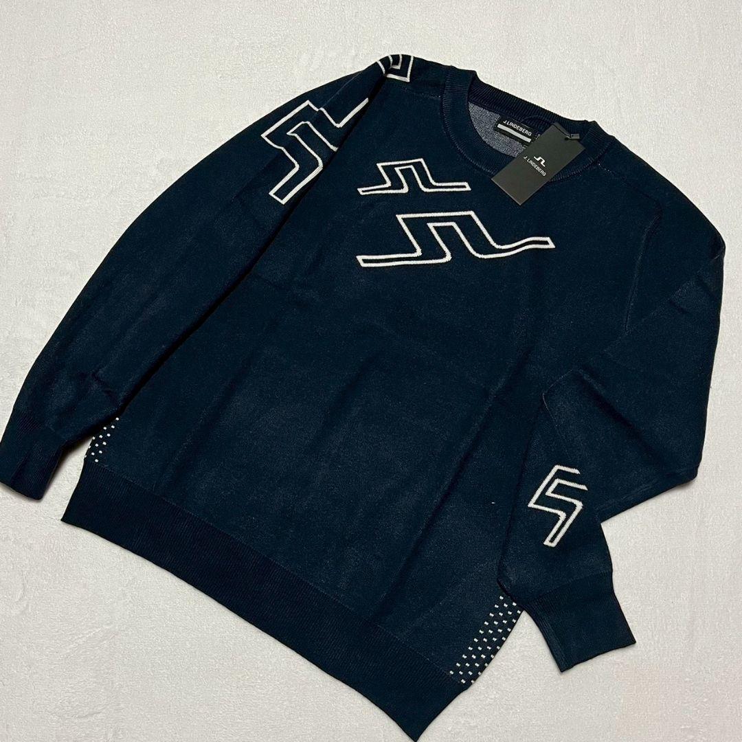 新品　J.LINDEBERG　ゴルフ　セーター　ネイビー　Ｌ　メンズ