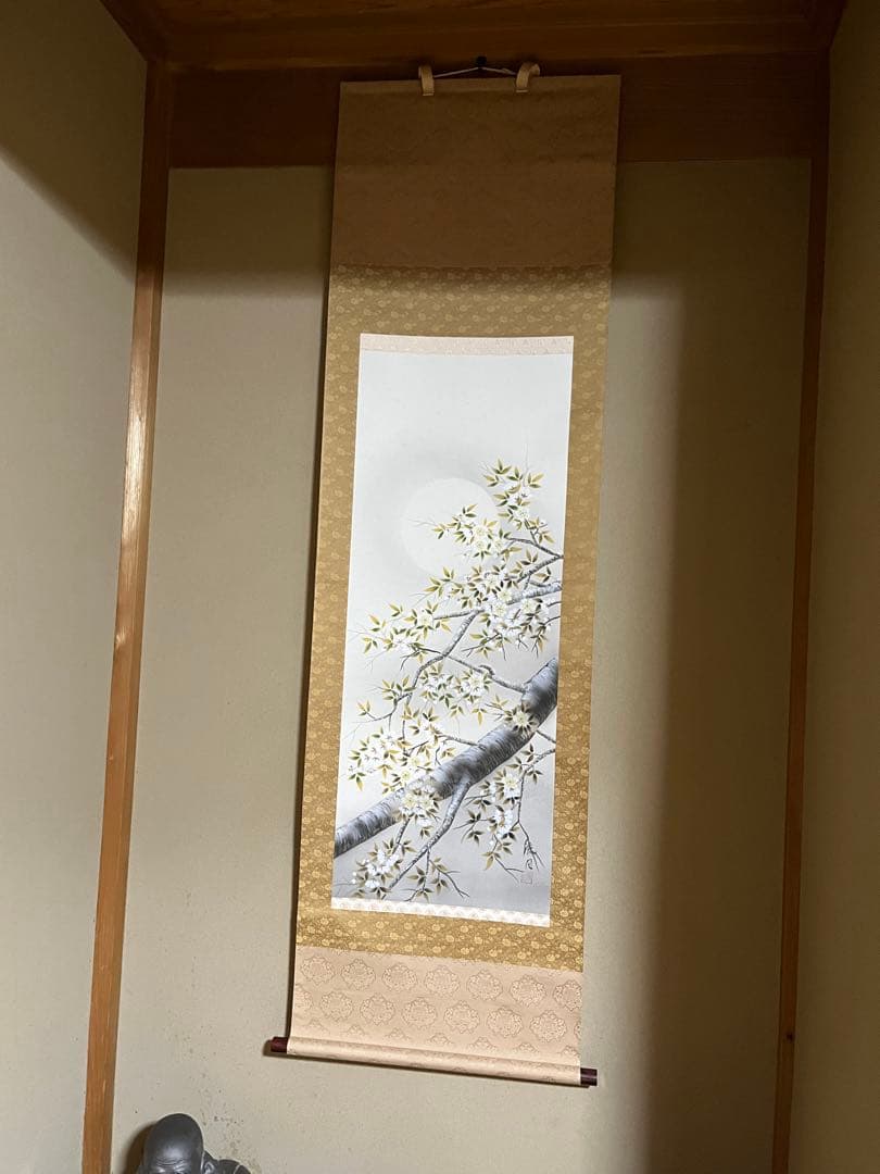 【月下桜】流月作掛け軸　レプリカ　木箱有り