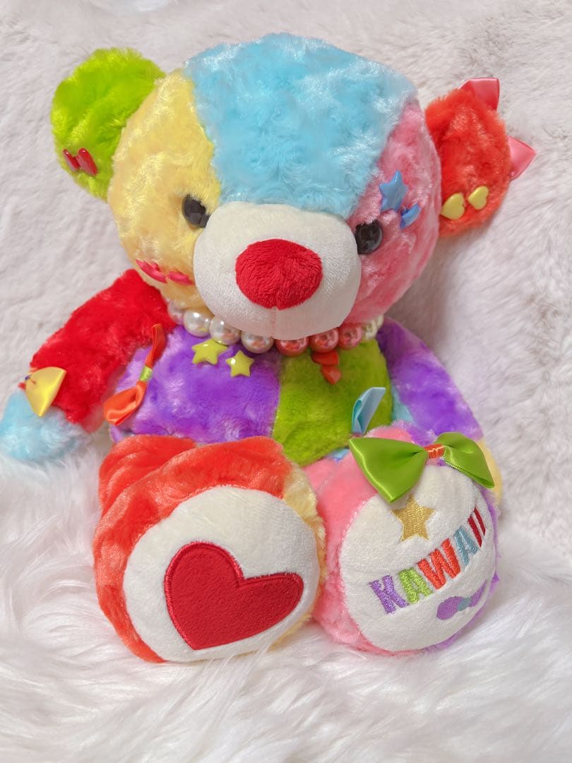 KAWAII BEAR カラフルクマのオルゴール(星に願いを)付きぬいぐるみ