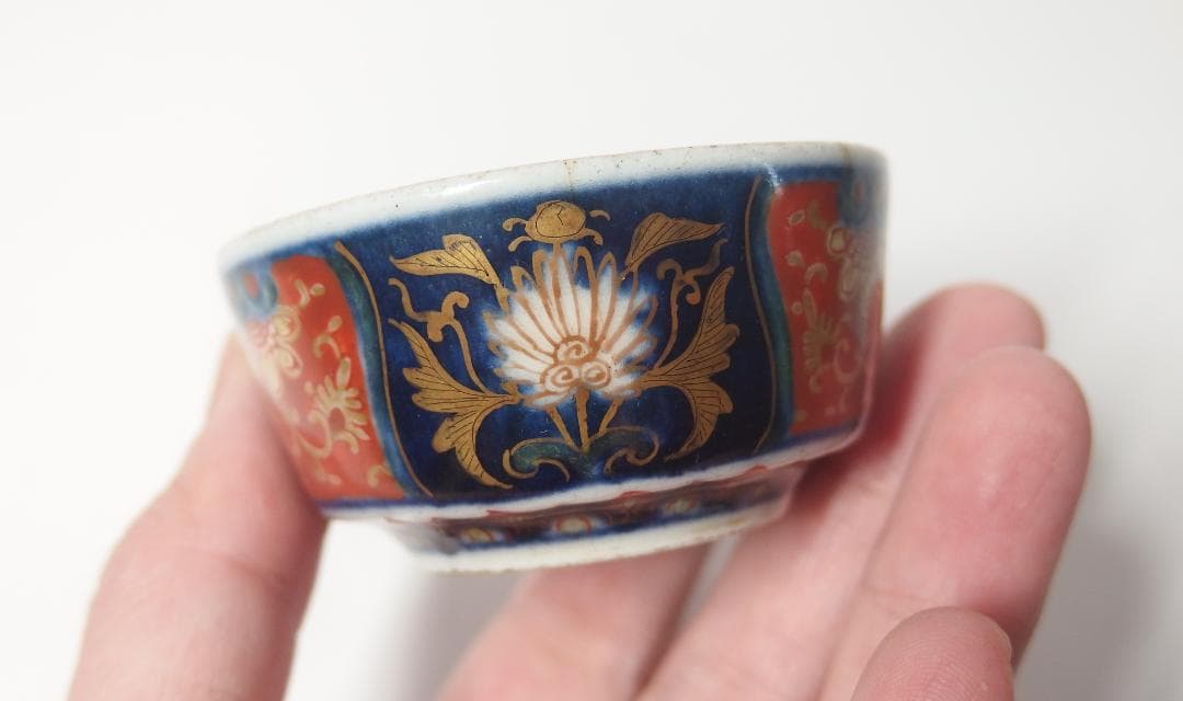 大聖寺錦手琴高仙人図酒盃/ぐいのみ/酒器/珍品！/金継ぎ材料