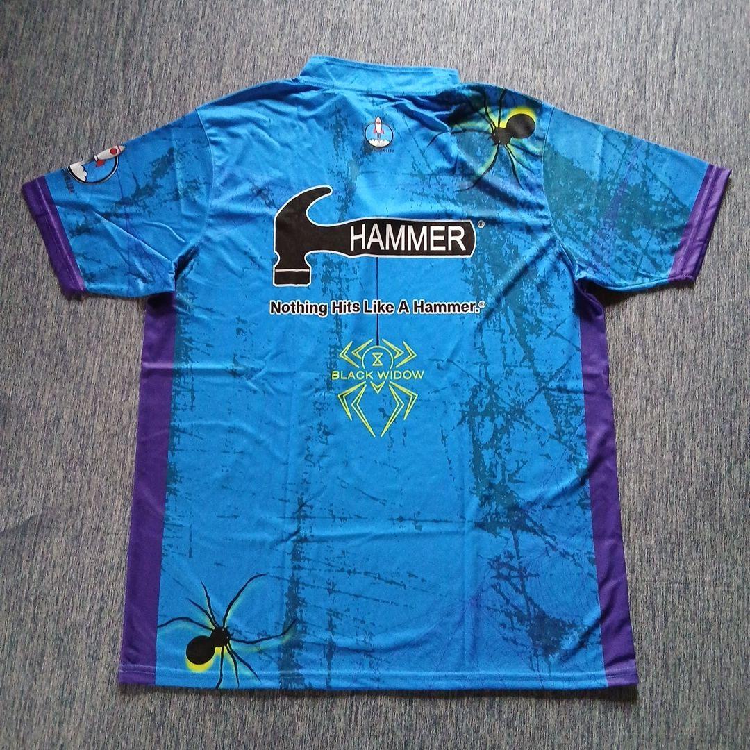 ✨新品✨ボウリングウェア　日本サイズ2XL　ブラックウィドー　ハンマー　ブルー