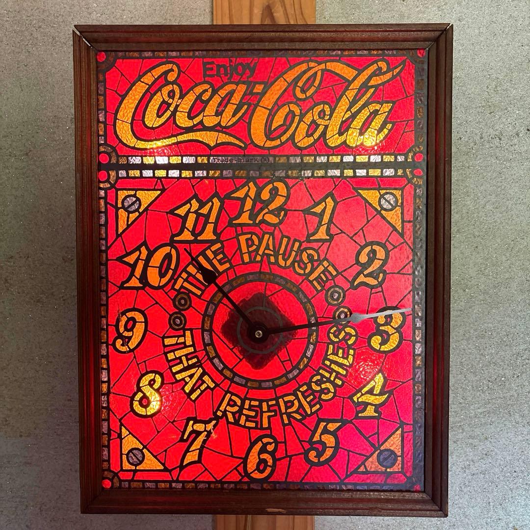 1970年代　コカコーラ　ステンドグラス　アドバタイジング　時計　ライト　看板