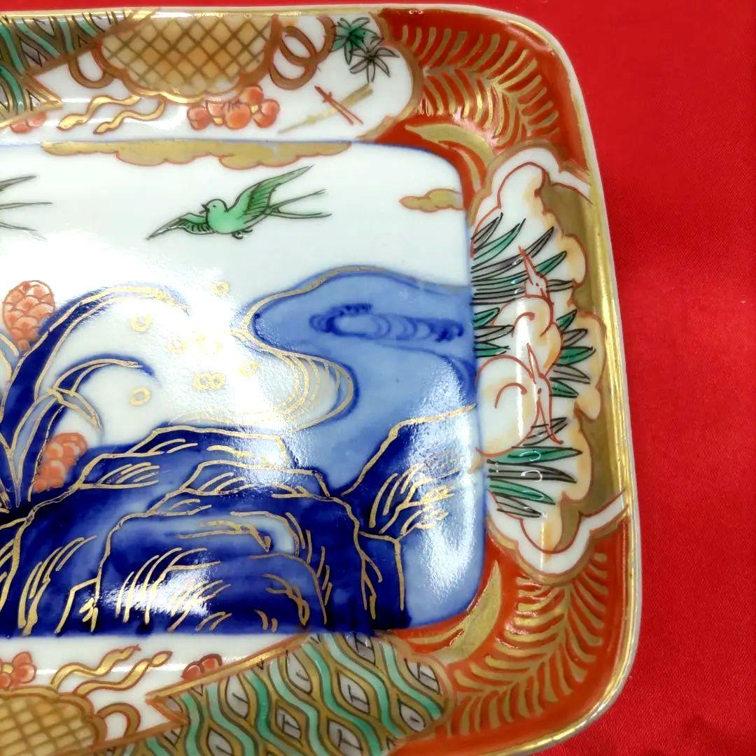 有田焼　伊万里焼　古伊万里　金彩　色絵　小皿　角皿　長角皿　刺し身皿5客セット③