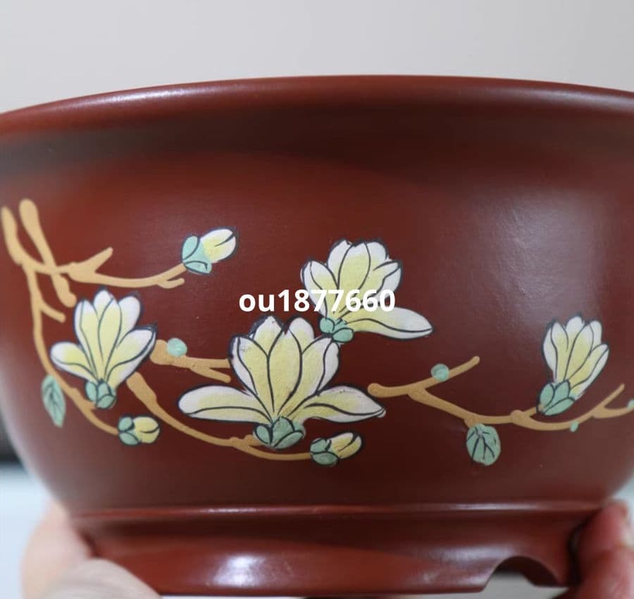 色絵玉蘭紫砂盆 多肉植物鉢 紫砂鉢 盆栽鉢 植木鉢 小品盆栽鉢 大品盆栽鉢