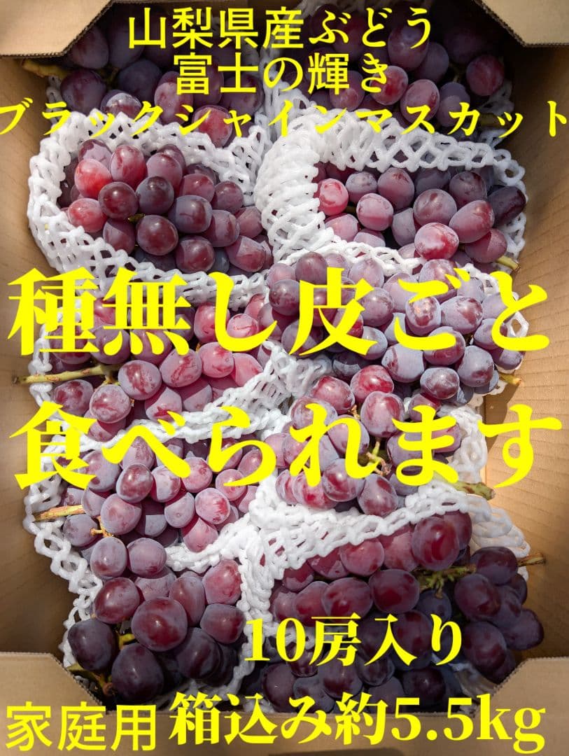 山梨県産ぶどう　ブラックシャインマスカット　10房入り箱込み約5.5kg