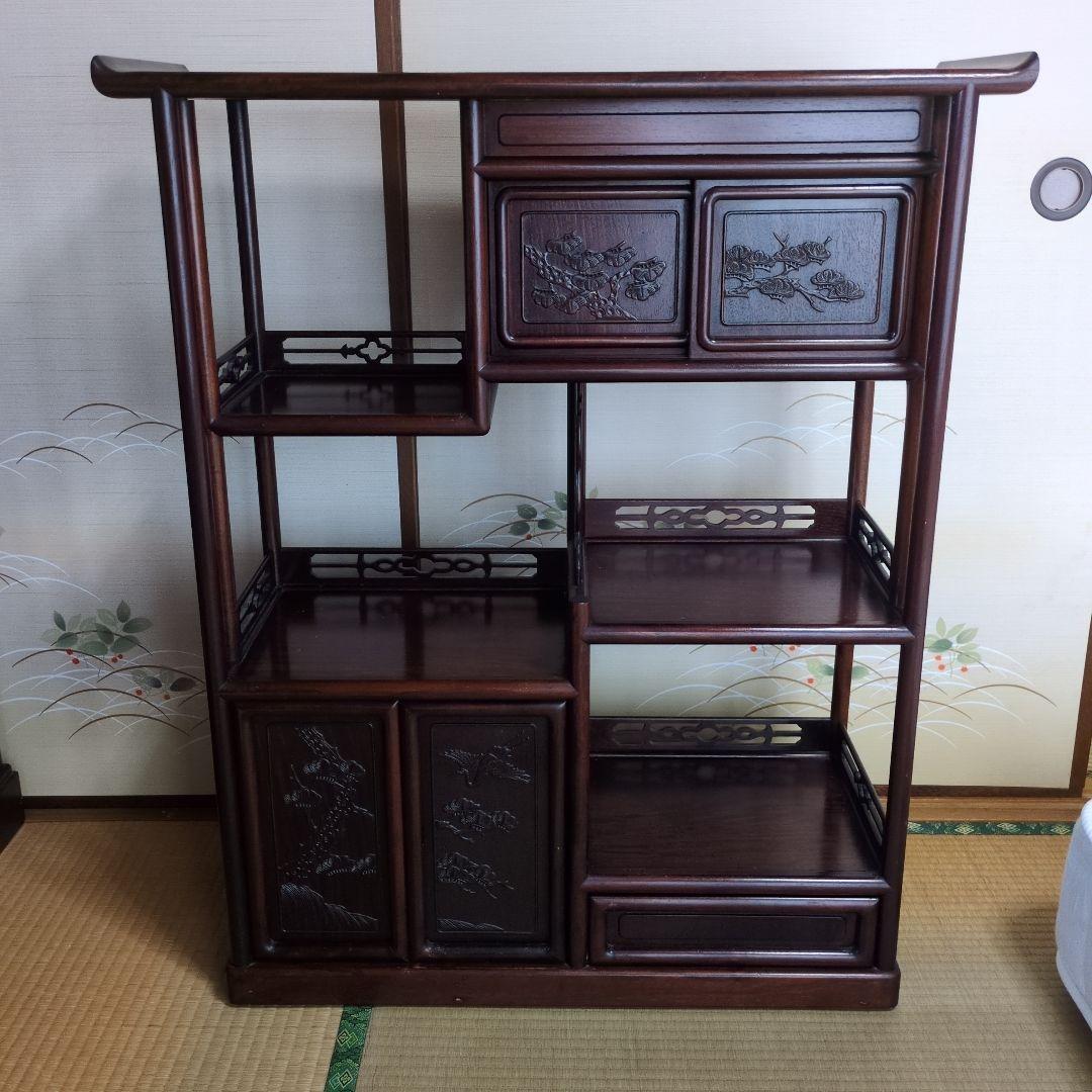 昭和レトロ 茶箪笥 シェルフ 唐木茶棚　飾り棚 アンティーク