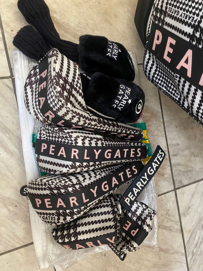 PEARLY GATES チェック柄 キャディバッグ ヘッドカバーセット