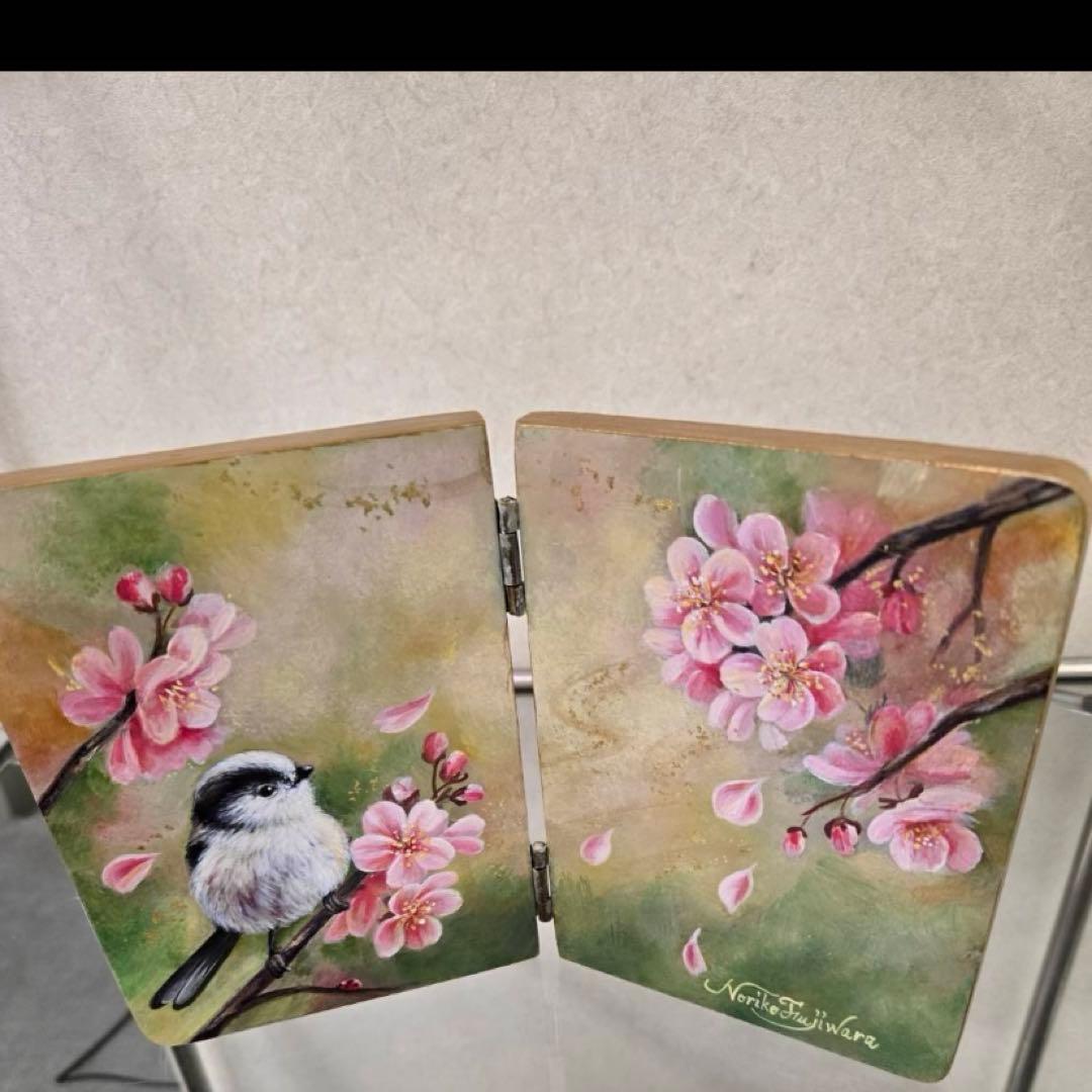 エナガ花鳥絵