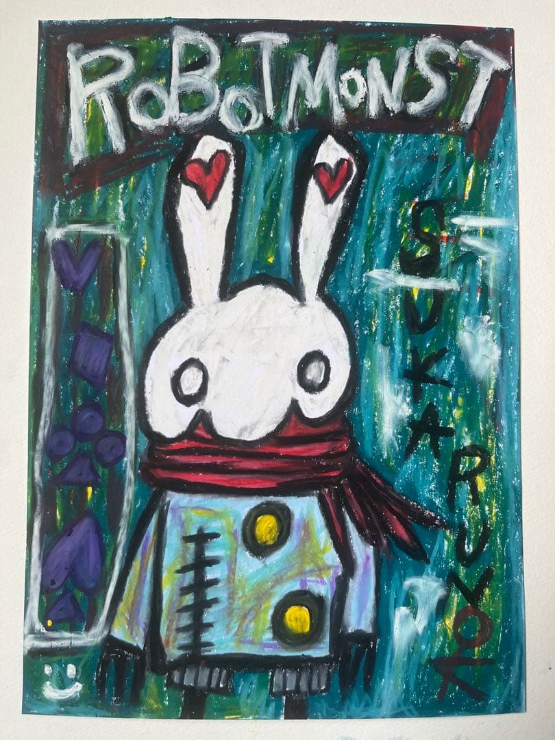 ROBOT MONST クレヨン画　アナログ　イラスト