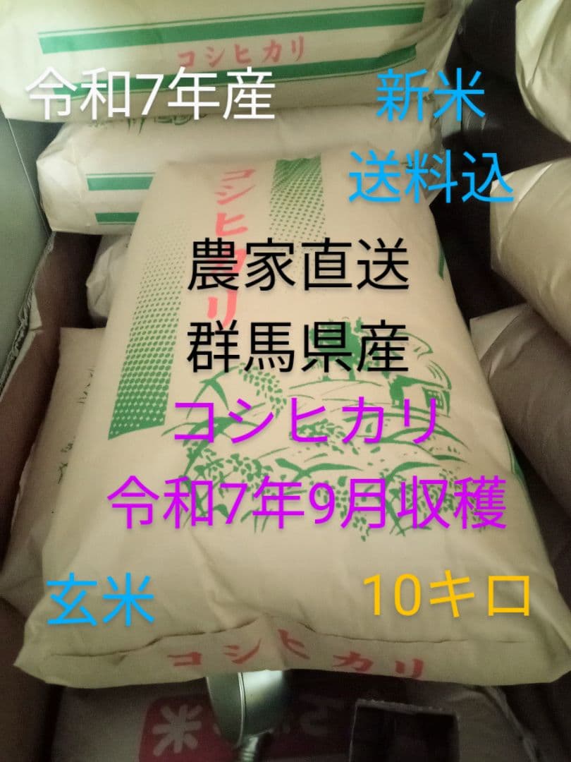 R7年産 新米 群馬県産 コシヒカリ 10キロ 玄米 送料込
