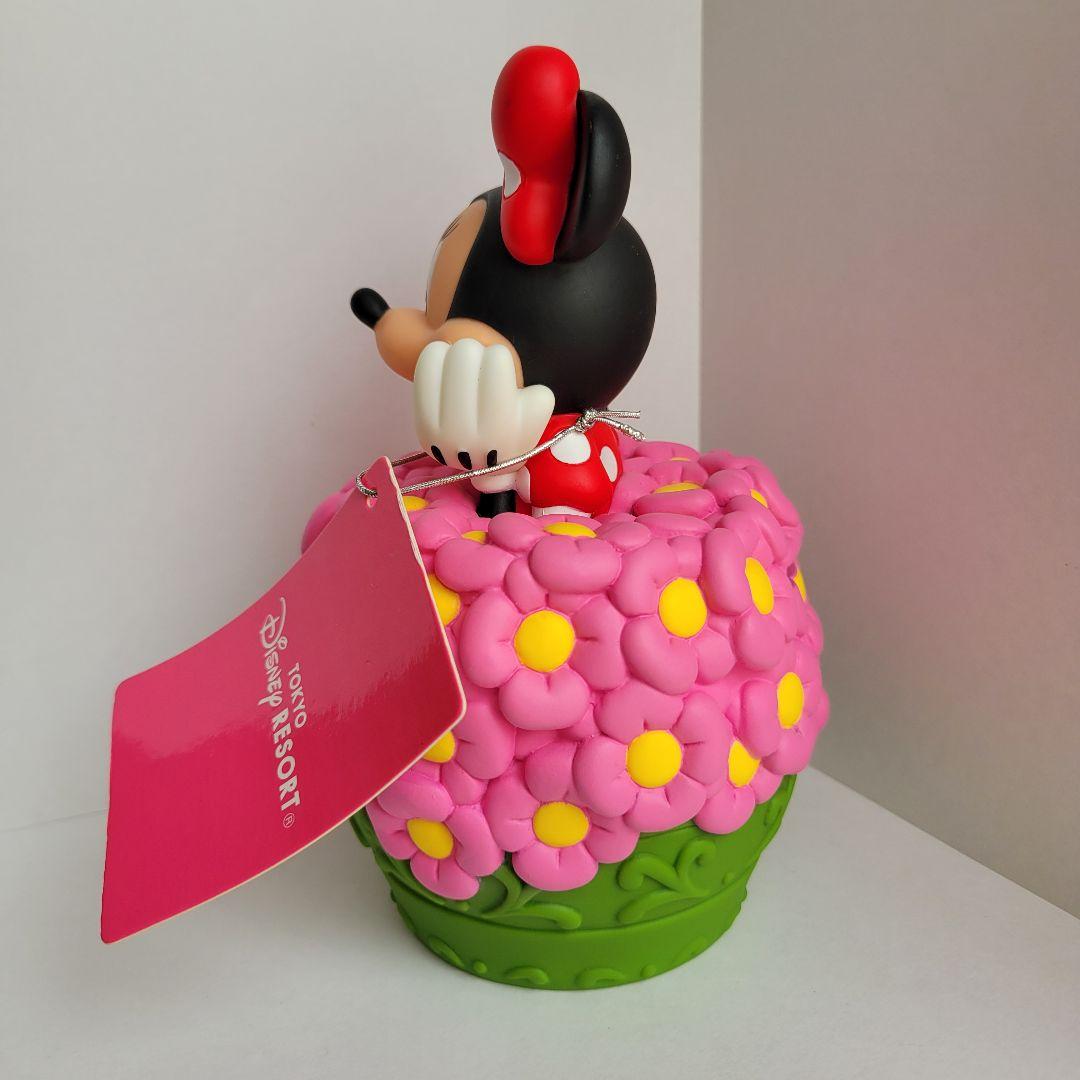 【希少未使用】 東京 ディズニーリゾート ミニーマウス 貯金箱 花 フィギュア