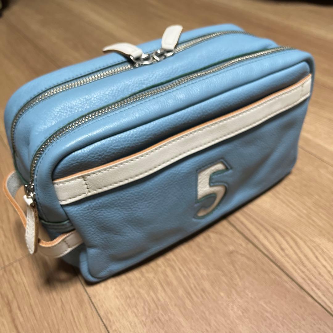 木の庄帆布 未使用 ゴルフ ♯5 ラウンドポーチ 本革バック