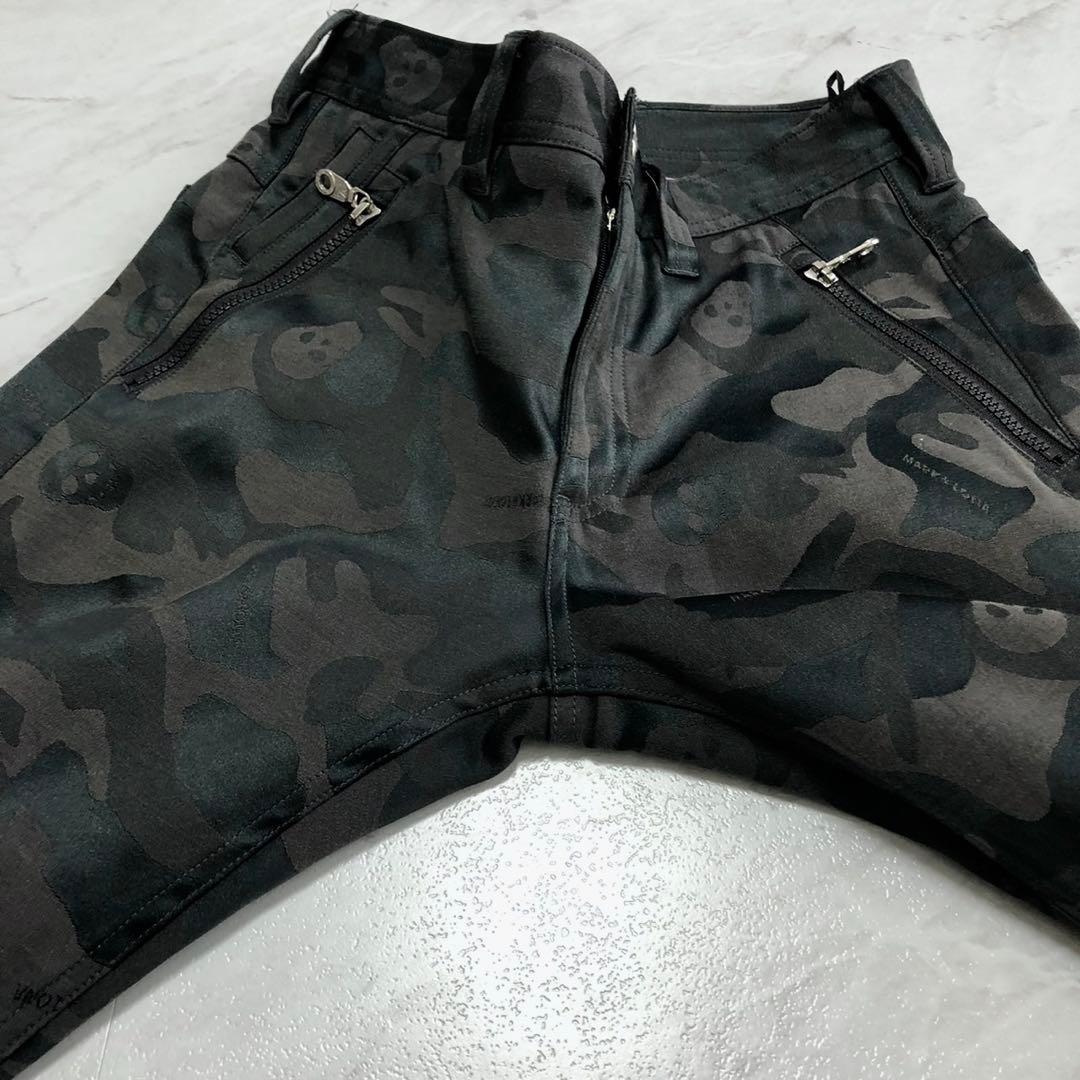 【美品】MARK&LONA パンツ カモフラ スカル ストレッチ ブラック S