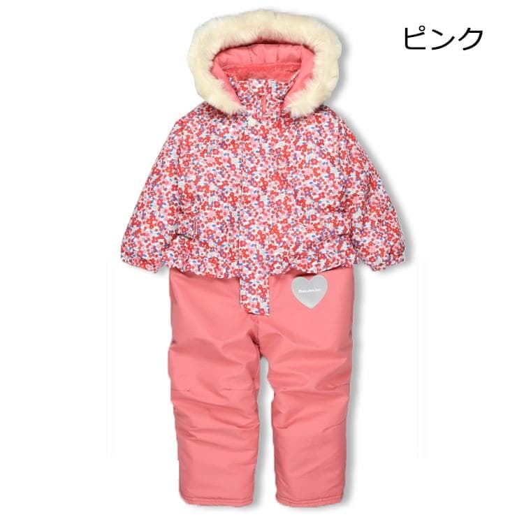 新品100 小花柄スノーコンビ・ジャンプスーツ