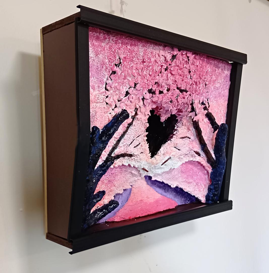 「桜並木のライトアップ」（未来絵画）